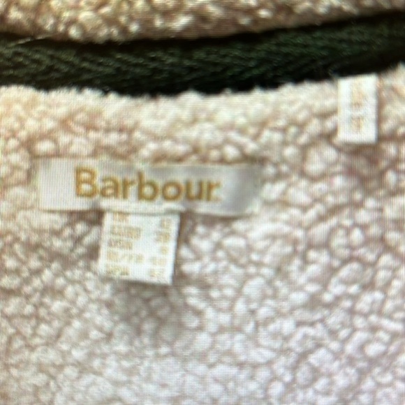 Barbour       popover fleece size 8 cream‎ color olive green accents - Picture 5 of 11